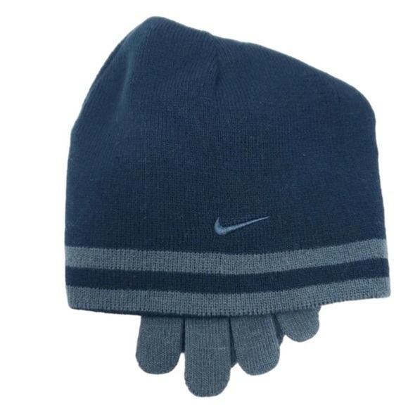 Nike Boys Reversible Winter Hat and Glove Set Gray and Black - NWT- Size Youth - Picture 4 of 9
